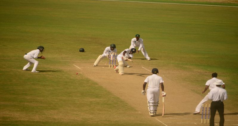 Barbados batsman Jonathan Carter who top scored with 89 plays through the leg-side in this (Adrian Narine photo)