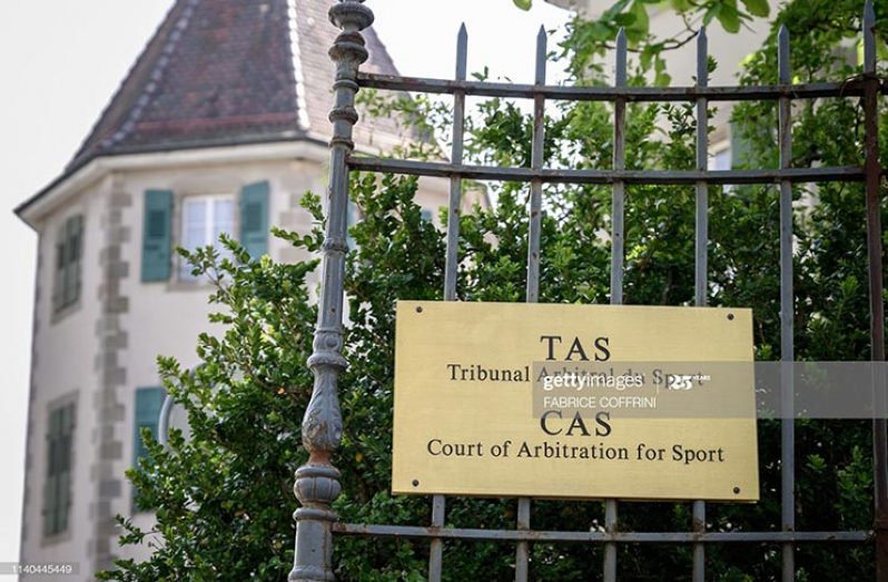 The sign and building of the Court of Arbitration (CAS) (FABRICE COFFRINI/AFP via Getty Images)
