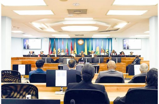 The full CCJ Bench, along with Heads of Judiciaries of Barbados, Belize, Guyana, the Eastern Caribbean Supreme Court, and Trinidad and Tobago, presides over the day’s proceedings