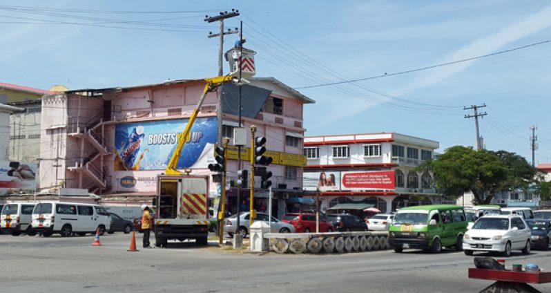 CCTV cameras being placed at Avenue of the Republic, Georgetown late October