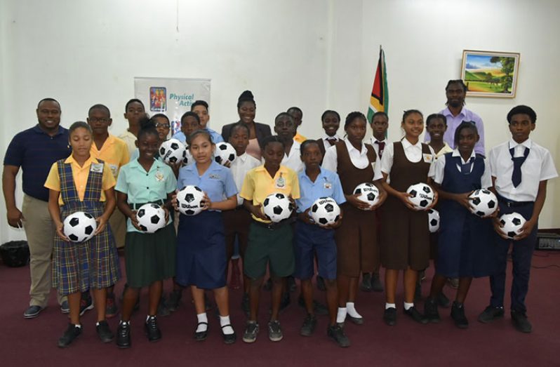The various teams in the ExxonMobil Secondary School U-14 football tournament