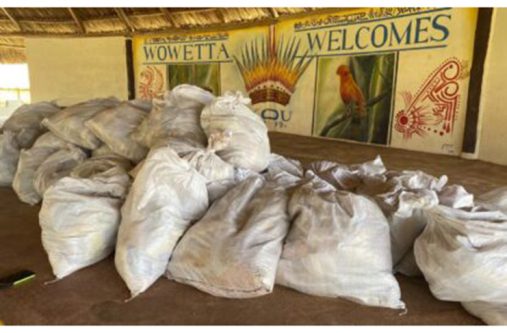 Some 520 hampers and over 2,000 face masks were handed over to toshaos and community leaders in Region Nine on Tuesday (DPI photo)
