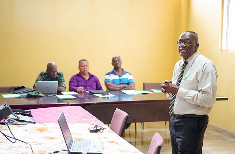 Regional Chairman, Mr. Rennis Morian delivering opening remarks at the inaugural meeting of the Upper Demerara-Upper Berbice (Region 10), Regional Disaster Risk Management Committee