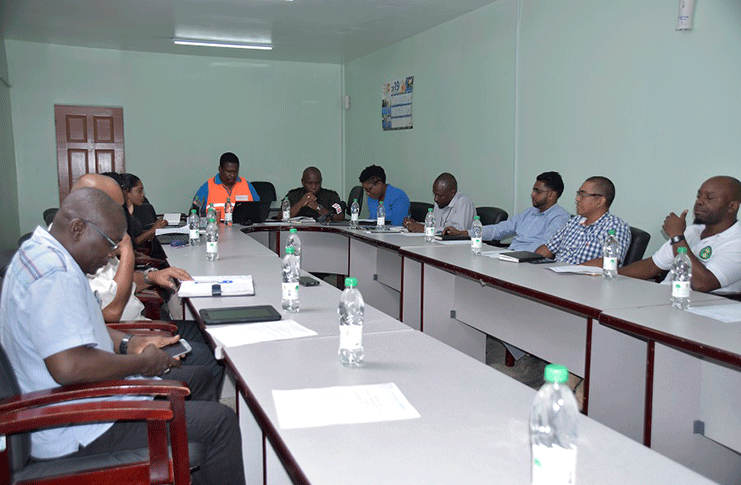 Civil Defence Commission (CDC), Senior Response Officer, Captain Salim October leads this meeting with CDC partners and State agencies on implementing further strategies to reduce the effects of high tides and flooding in communities in Regions Two, Three, four and Five