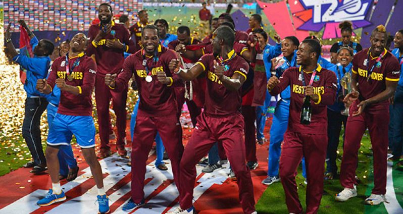 Darren Sammy’s West Indies celebrate after their World T20 victory