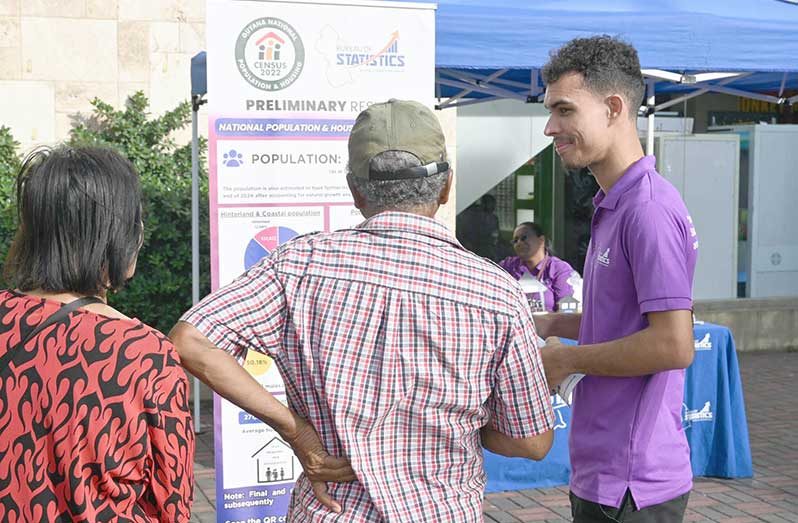 The Bureau of Statistics, on Saturday, continued its public sensitisation campaign at the Amazonia Mall in Providence and the Parika Market, as part of efforts to increase public awareness of the preliminary results of the 2022 National Population and Housing Census