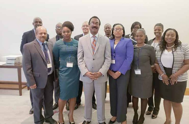 Attorney General and Minister of Legal Affairs, Basil Williams and members of the Guyana delegation at the CFATF conference