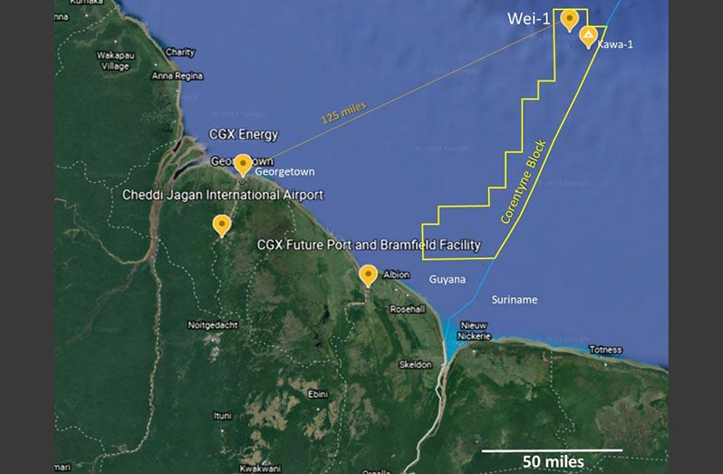 Location of CGX’s exploration wells