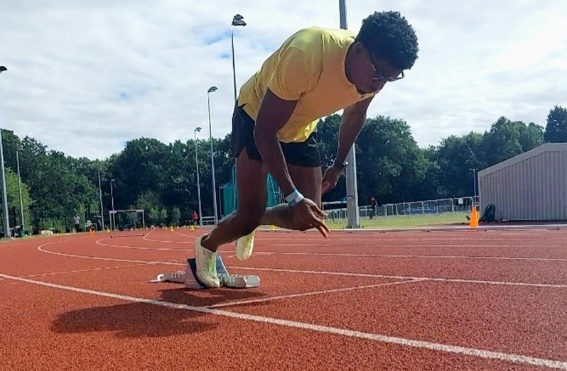 Arinze Chance working on his start during training