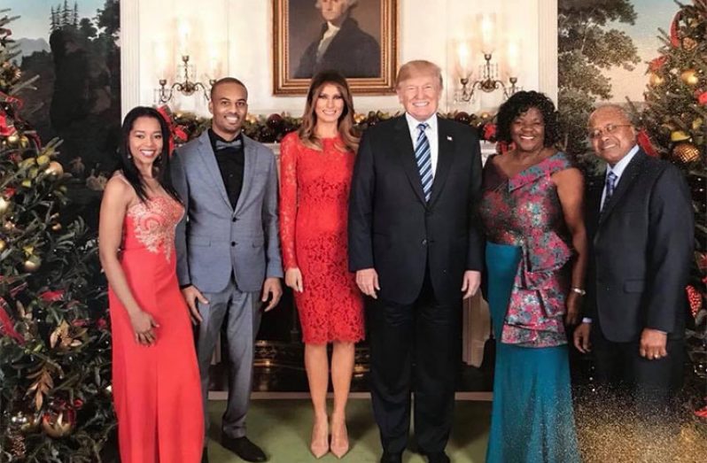 Kashif and his family with  U.S. President Donald Trump and First Lady Melania Trump during a Christmas party at the White House