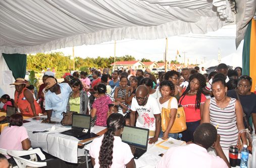 Long lines of anxious persons outside the CHPA booth