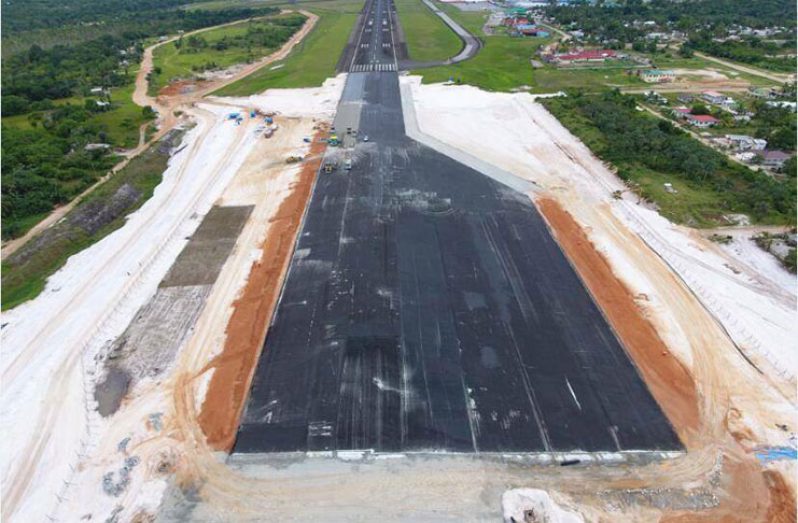 An aerial view of the extended north-eastern end of the runway at the CJIA. (Photo credit: CJIA)