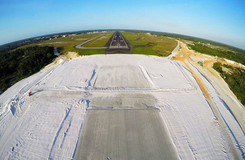 Ongoing expansion works on the main runway at the CJIA (Photo courtesy CJIA)