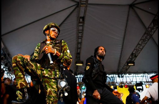 Mavado and Vybz Kartel on stage at STING