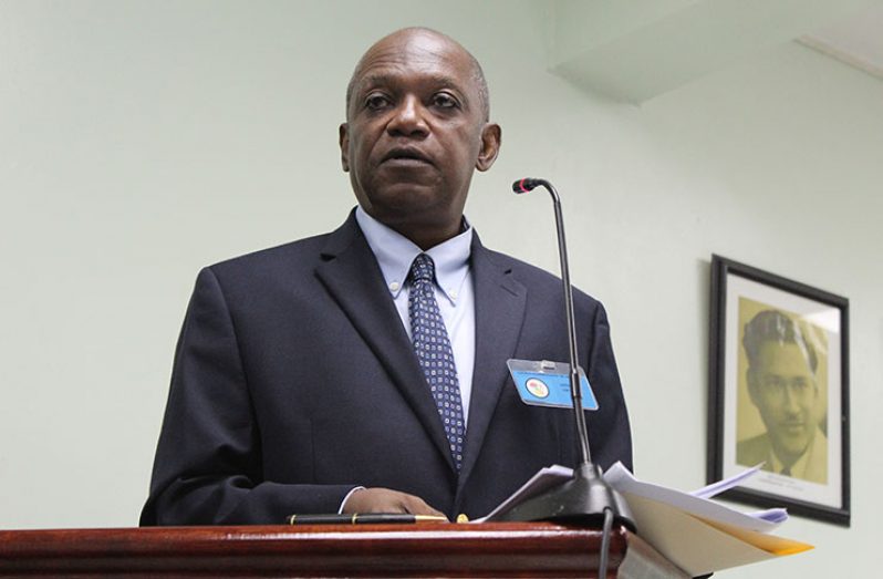 Eric Phillips of the Guyana Reparations Committee before the hearing on Thursday