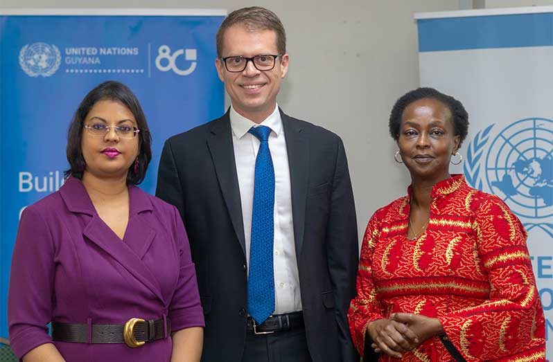 Senior Director for Climate and REDD+ at the Ministry of Natural Resources, Dr. Pradeepa Bholanath, Paulo Valença of the Brazilian Embassy and UN Resident Coordinator, Jean Kamau, took the lead in Tuesday’s forum. The trio highlighted Guyana’s sustainability milestones, Brazil’s new initiatives and the importance of COP 30
