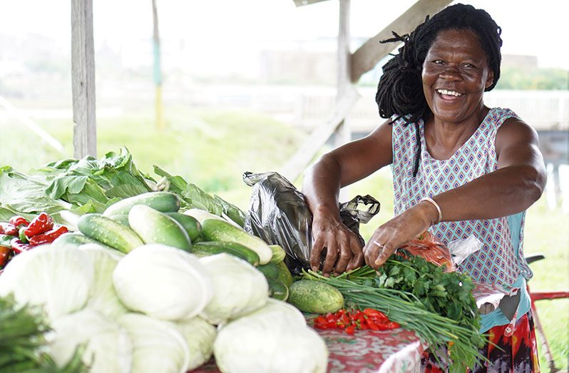 Karen Wallace, a resident of West Watooka, Linden is a farmer and also
has a roadside stand where she sells her produce (Carl Croker photo)