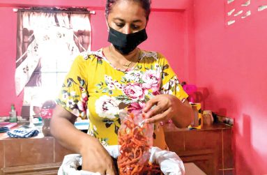 Beena Seenarine preparing snacks for her stand