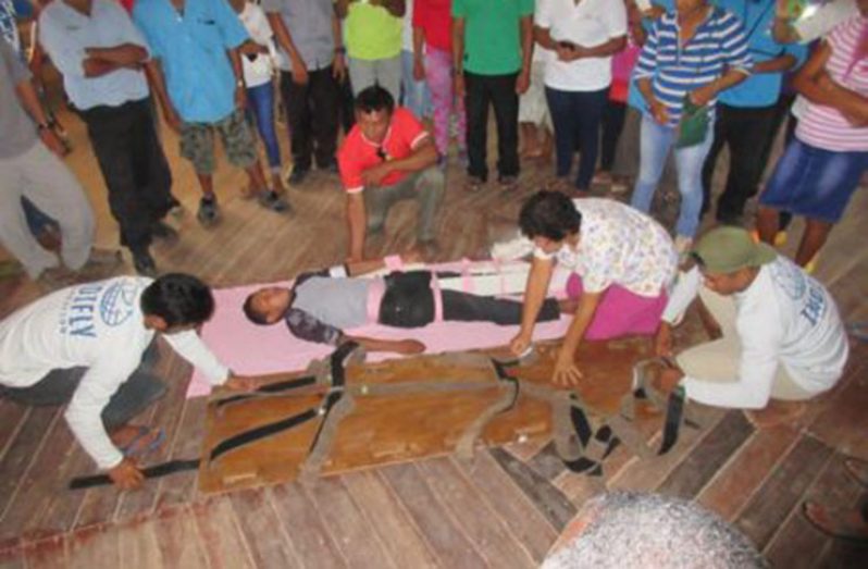 North Rupununi residents being trained on how to perform CPR