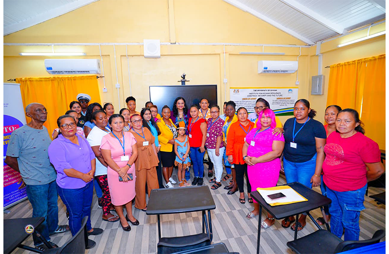 Minister of Human Services and Social Security, Dr Vindhya Persaud, poses with participants, officials and stakeholders following the launch of the Certificate in Paraprofessional Social Services (CPSS) programme in Mahdia, Region Eight, on Friday