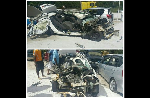 The Toyota Premio that crashed into the lorry (Nakasia Ketana Logan)