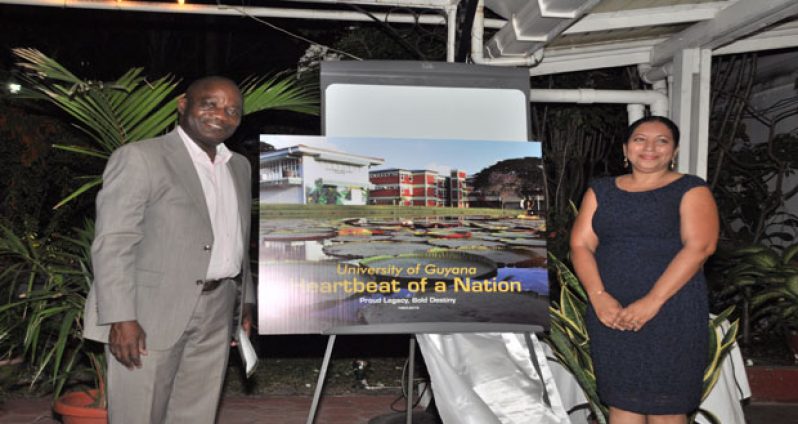 Vice- Chancellor of the University of Guyana Professor Jacob Opadeyi, along with Chairperson of the University’s 50th Anniversary planning committee, Dr. Paloma Mohamed, at the launch of the coffee table book “Heartbeat of a Nation”