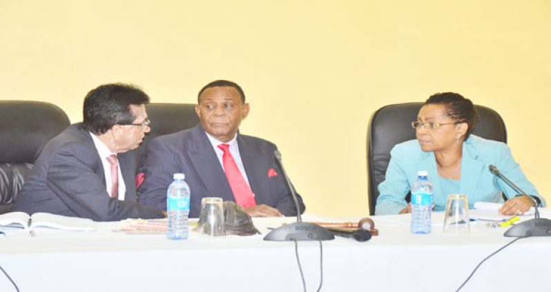 From Left:- Commissioners Seenauth Jairam, Sir Richard Cheltenham and Jacqueline Samuels – Brown