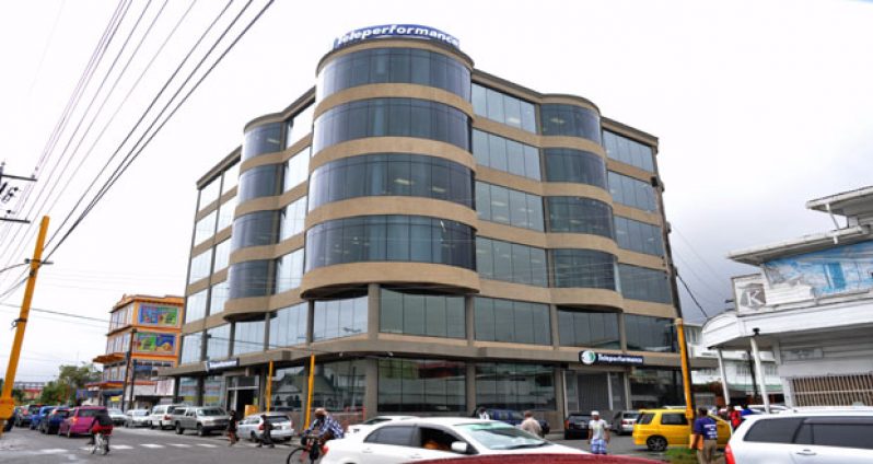 The new state-of-the-art Teleperformance center at the corner of Camp and Robb Streets in Georgetown, Guyana
