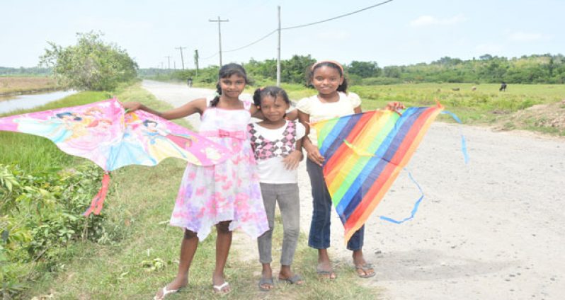 These children are about to fly their kites yesterday at Viva-La-Force, West Bank Demerara.(Samuel Maughn photos )