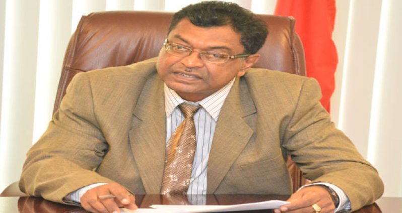 Minister Ramjattan speaking to members of the media yesterday