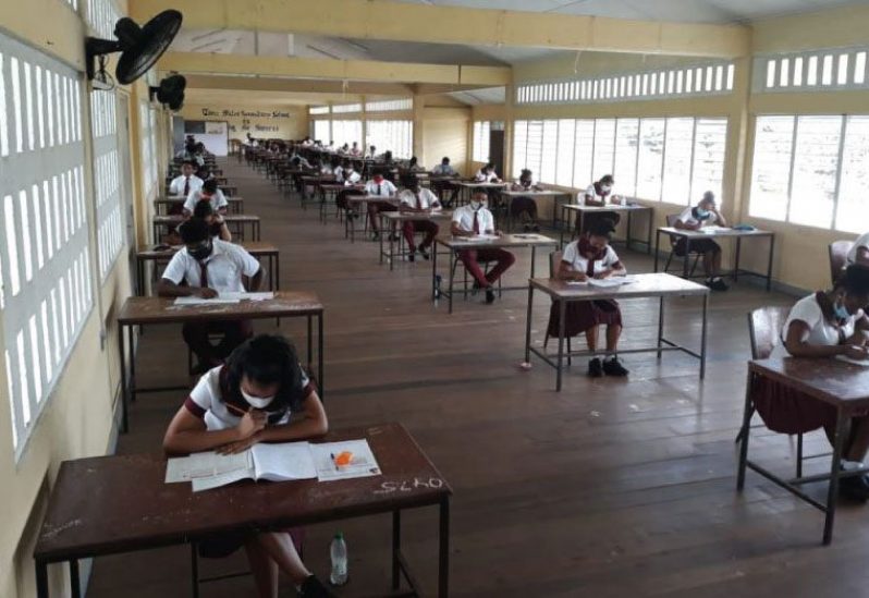 Students sitting CXC exams in July 2020