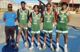 (L-R) Coach Willon Cameron, Stephen George, Domitre Ranking, Arren Vanlewin and Anish Ramlall following their first-day 3x3 session in Paraguay