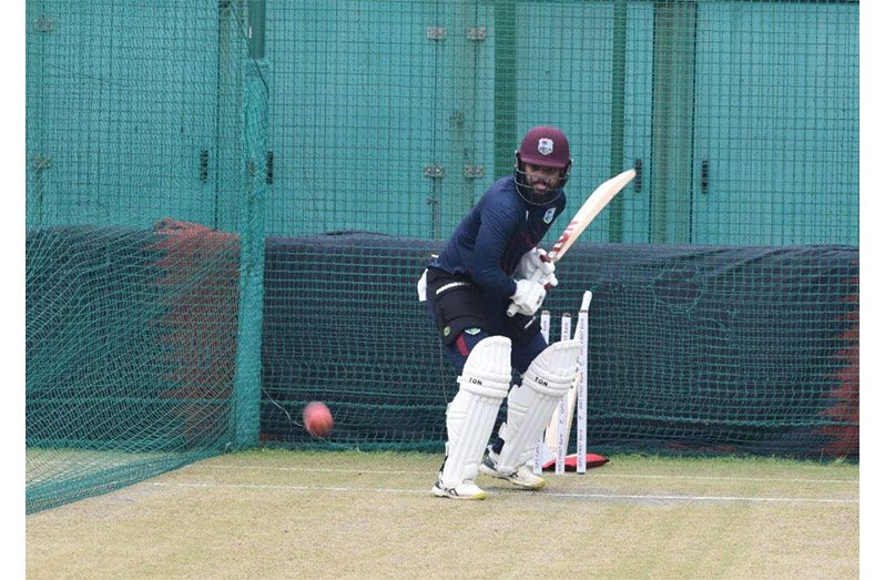 John Campbell batting during a practice session on Wednesday ahead of the second Test match against India on Friday (Photo courtesy CWI Media)
