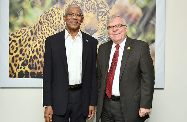 David Granger and Canadian High Commissioner to Guyana, Mr. Pierre Giroux at State House