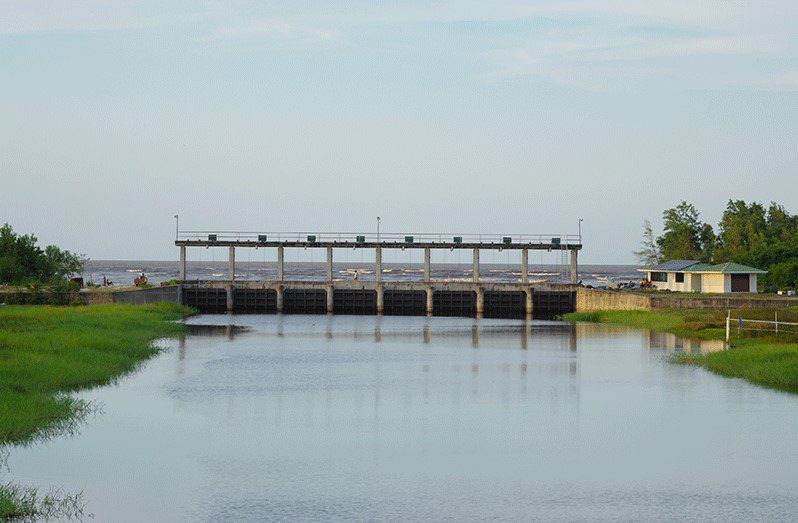 At the northern end of the Hope Canal, Guyana’s largest sluice aids in directing excess water towards the Atlantic Ocean. The eight doors that function as a drainage sluice make up the structure.