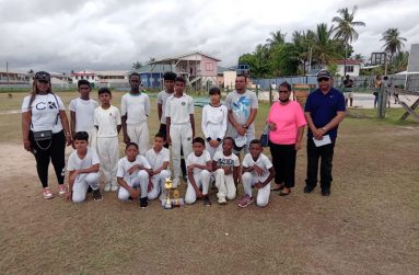 The winning Rose Hall Canje team pose with wife of Romario Shepherd and BCB executives