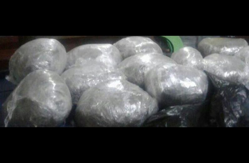 The 17 taped parcels of compressed cannabis