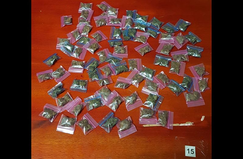 Some of the bags of ‘ganja’ seized from the men