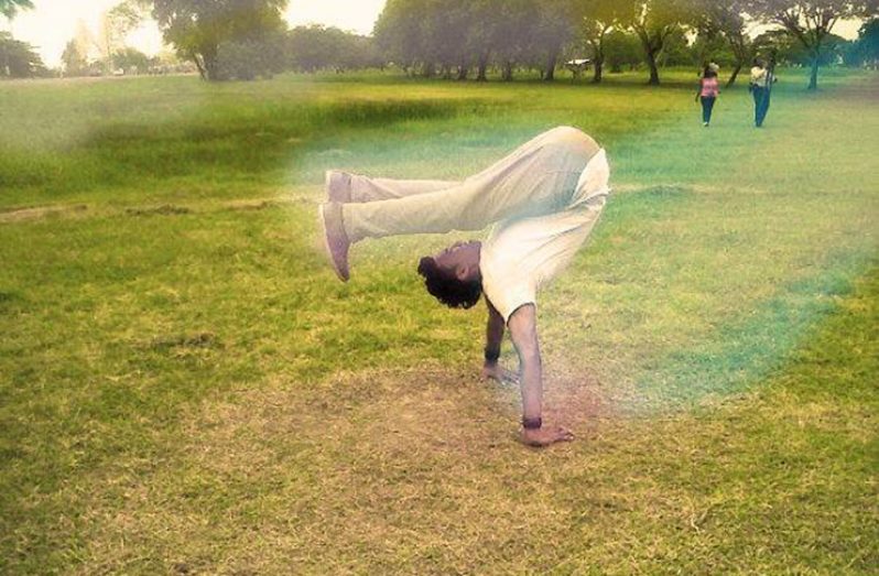 Carlus Savory performing capoeira at the National Park