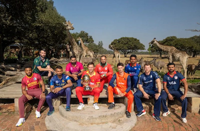 West Indies captain, Shai Hope (front left) and the captains of the other nine teams taking part in the 2023 ICC Cricket World Cup Qualifier in Zimbabwe (ICC photo)