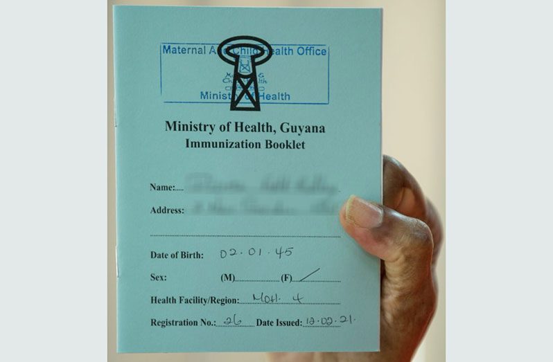 An authentic COVID-19 vaccination card (DPI photo)