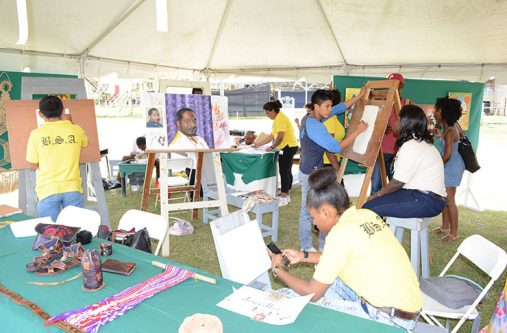 Career-Day The booth of E R Burrowes School of Art was a hive of activity at the event, with artists displaying their talents