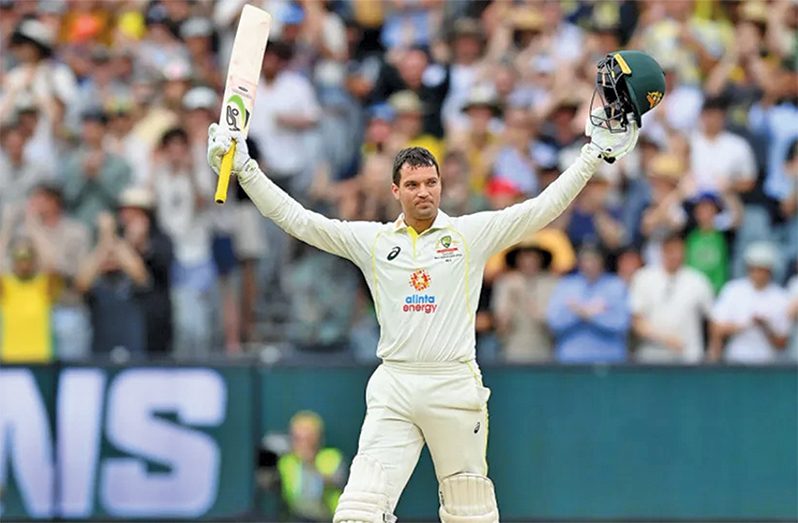 Alex Carey celebrates his maiden Test century  (Getty Images)