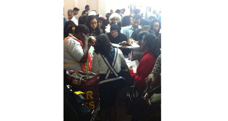 Passengers being advised by the staff on Monday that their luggage could not be accessed