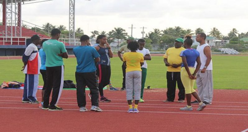 The CARIFTA team at the synthetic track facility in Leonora