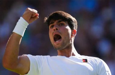 Carlos Alcaraz is aiming to become the fifth man in history to win three Wimbledon titles in a row.