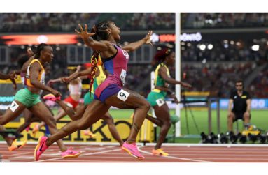Sha'Carri Richardson won from the outside lane in Budapest.