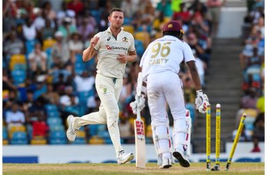 Josh Hazlewood clean bowled Keacy Carty•Jun 27, 2025•Randy Brooks/Associated Press
