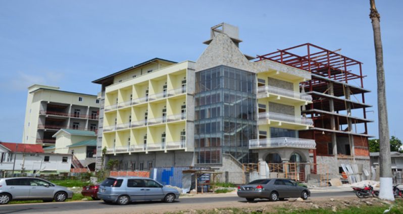 The hotel under construction at the corner of Albert and Church Streets.