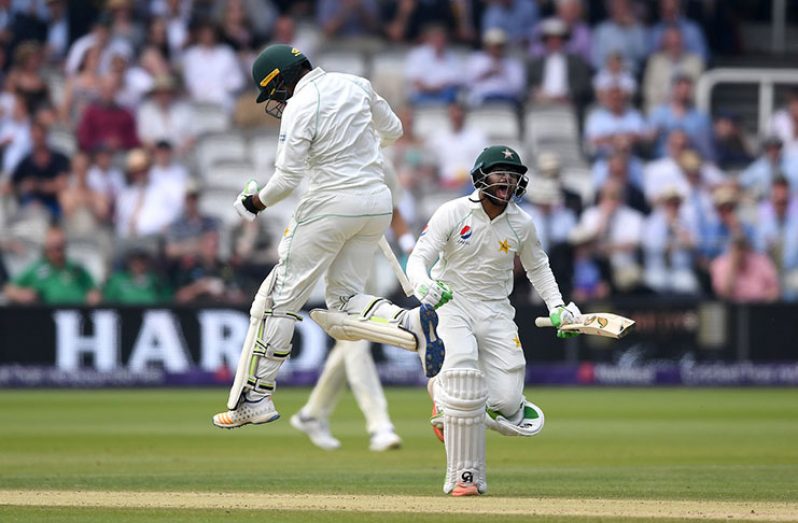 Haris Sohail and Imam-ul-Haq celebrate Pakistan's victory in the first Test, England v Pakistan, 1st Test, Lord's 4th day, May 27, 2018 ©Getty Images
